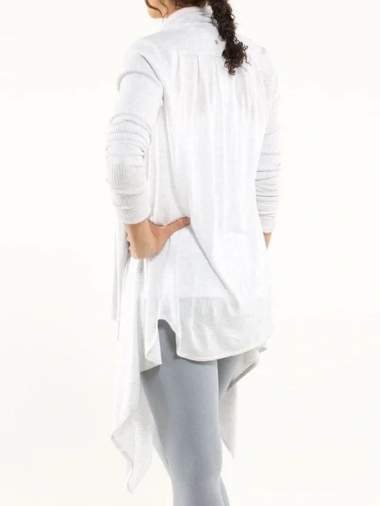 Lululemon Universal Wrap knit sweater cardigan Heathered White size 10 - Picture 2 of 8